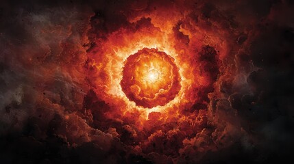 Fototapeta premium Fiery Celestial Explosion in Cosmic Clouds Artwork