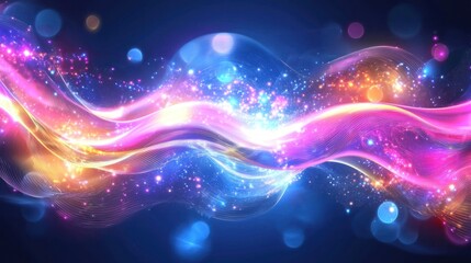 Fototapeta premium Luminous Waves of Color and Light: An Abstract Digital Art Piece