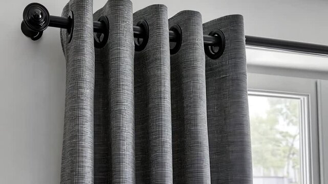 Grey eyelet curtains home window sunlight interior design