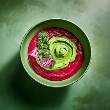 A reimagined Russian borscht where the beet base is swat