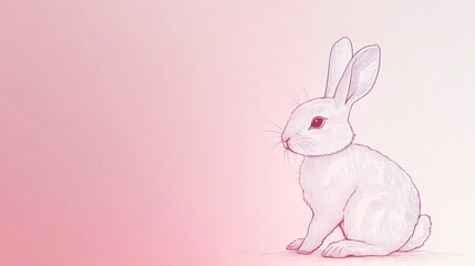 Obraz premium Minimalistic bunny graphic in soft pastel colors brings a serene touch to any setting
