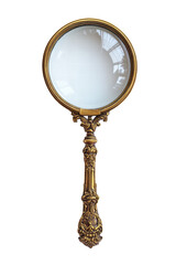 Isolated Detailed Brass Magnifying Glass
