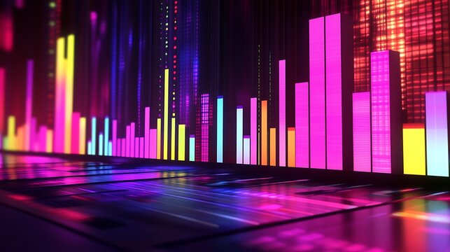 Neon Cityscape Illuminated With Vibrant Colorful Bars - Powered by Adobe