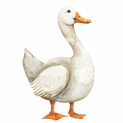 Obraz premium Watercolor white goose, character design of a silly goose, vintage style
