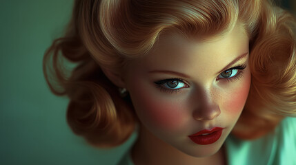 Naklejka premium Vintage Glamour Portrait of a Young Woman