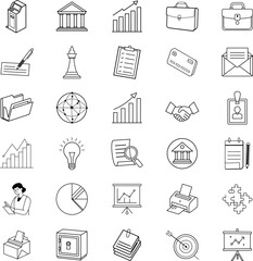 Business Icons Finance, Banking, Growth, Strategy, and Management