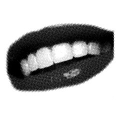 Smiling lips in retro halftone style
