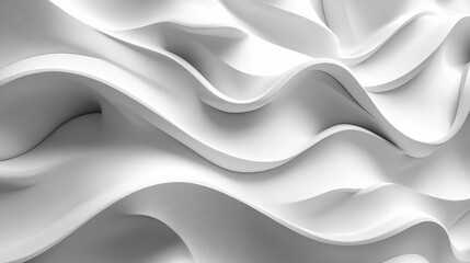 Obraz premium Abstract white fabric waves creating a smooth texture with soft shadows, ideal for backgrounds