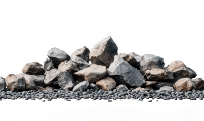 A pile of large stones and crushed stones