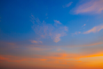 Cloud and sky backdrop,Beautiful Vivid sky painted by the sun leaving bright golden shades