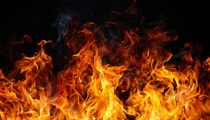 Fototapeta premium texture de surface d un feu avec flammes jaune orange et rouge sur fond noir