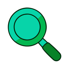 Magnifying glass icon in bright green color with bold outlines