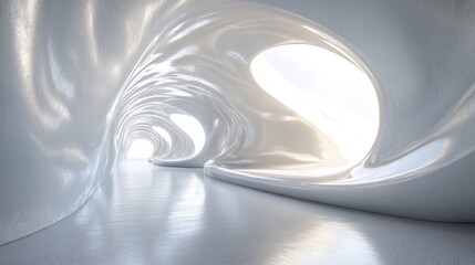 Abstract White Architectural Corridor Design With Light