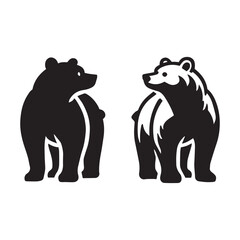 Vector bear silhouette isolated on white background