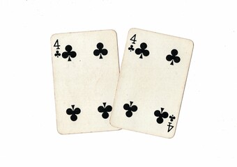 A pair of identical vintage playing cards on a white background.