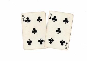 A pair of identical vintage playing cards on a white background.