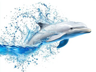Fototapeta premium Dolphin leaping through water ocean wildlife photography aquatic environment dynamic viewpoint marine life awareness