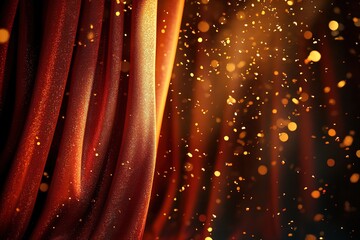 Grand Reveal: Red Velvet Curtain Opens to Golden Stage Lights, Dramatic Theater Backdrop, Luxurious Performance Setting, Elegant Stage Design, Show Time, Spotlight, Performance Art, Theatrical        