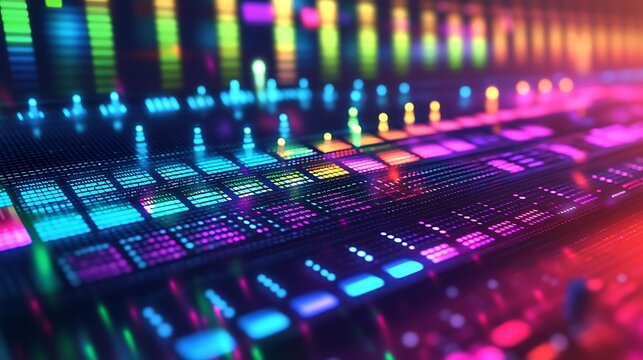 Colorful Digital Audio Mixing Console Interface