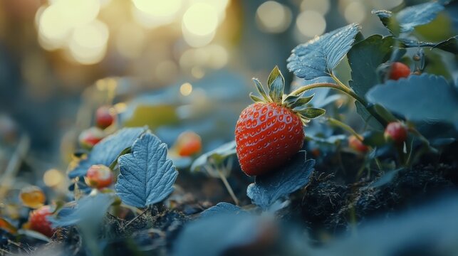 Ripe Strawberry in Natural Sunlight