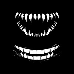 Mad Dog Creepy Fang Vector on a black background