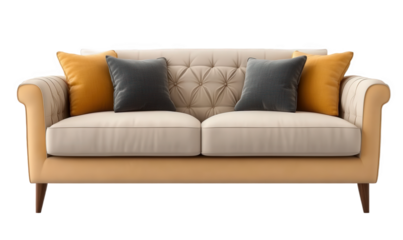 An orange three seater sofa