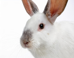 Obraz premium white rabbit portrait on white background