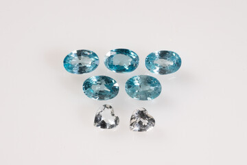 Exquisite Collection of Blue Natural Zircon and White Moonstone Gemstones