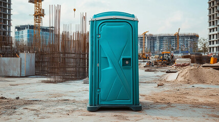 toaleta przenośna na placu budowy