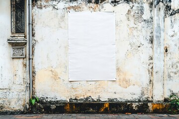 Naklejka premium Blank White Poster Mockup: Vibrant Thai Street Scene Background. Perfect for showcasing your designs, artwork, or announcements. Ideal for travel, tourism, or cultural projects. High-resolution image 