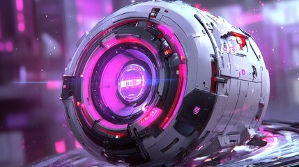 Futuristic device with vibrant neon colors.