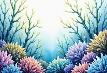  Underwater Coral Reef with Blue Water