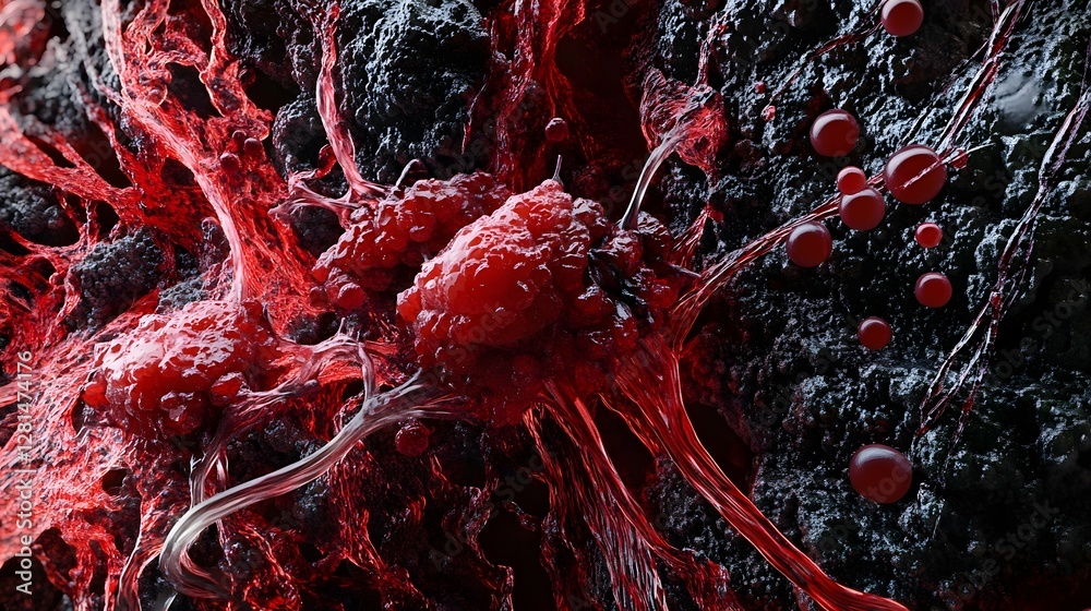 Leinwandbilder surreal and microscopic digital art showcasing a mesmerizing flow of organic cellular structures in 