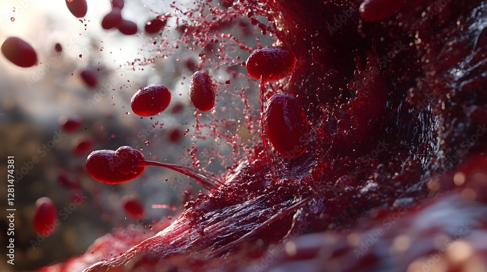 Poster Surreal Crimson Splatter   Dynamic Abstract Digital Art Manipulation with Visceral Fluid Textures and Apocalyptic Vibes