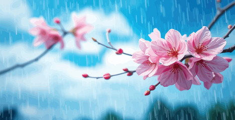 Cherry Blossoms Spring Petals Background