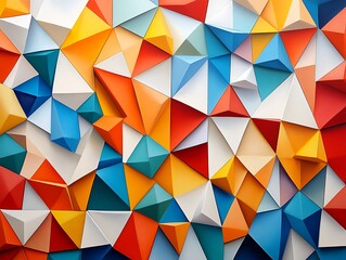 Abstract three dimensional polygon mosaic in various bright colors