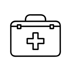 Fototapeta premium First aid kit icon in black outline