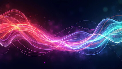 Obraz premium Colorful abstract wave pattern in neon gradient representing energy flow 