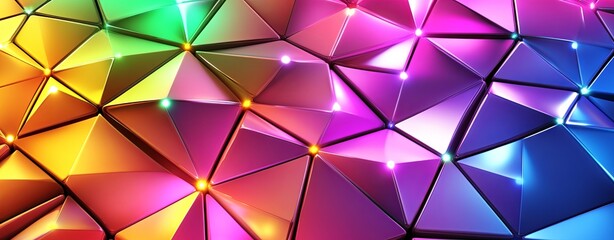 Fototapeta premium Colorful 3D Digital Grid Extending Into the Distance