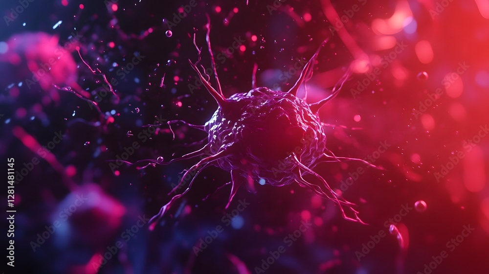 Aufkleber Vibrant and dynamic abstract of a microscopic cellular structure or molecular pattern  This digital image represents the futuristic potential of biological research medical innovation