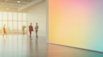 Obraz premium Modern space features people interacting, bright colors blend se