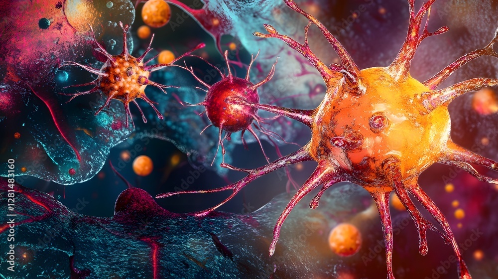 Leinwandbilder Vibrant and intricate neurons nerve cells and brain synapses forming an abstract futuristic and psychedelic like neuroscience backdrop
