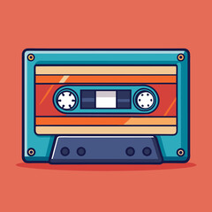 Obraz premium Retro Cassette Tape Vector Illustration