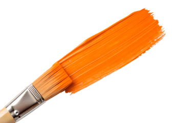Orange paint brush stroke on white, artistic orange stroke on white backdrop, Cut Out