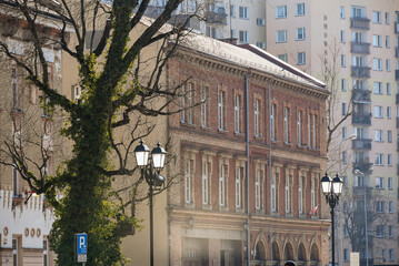 Bielsko Biała, stare zabytkowe kamienice, luty 2025. © Elżbieta Kaps