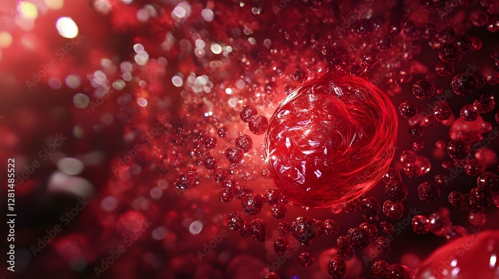 Aufkleber Vibrant Crimson Splash of Liquid Dynamic Abstract Texture Backdrop  Energetic Glossy and Shiny Water Droplet Rippling Effect with Colorful Reflections and Patterns