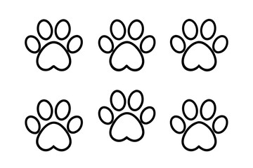 Fototapeta premium Simple Paw Outline Vector bandle set