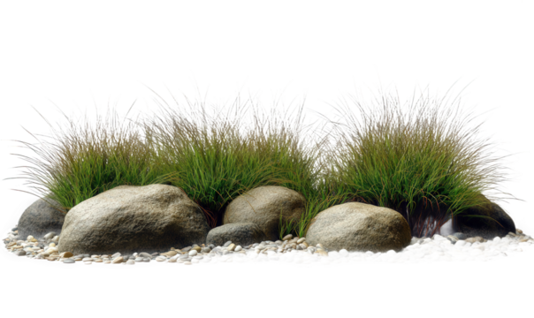 Green thatch and stones