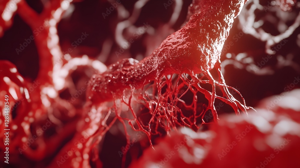 Aufkleber Vibrant flowing abstract liquid texture with dynamic organic patterns and shapes representing a conceptual or scientific idea related to biology biochemistry or advanced technology