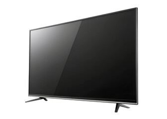 Modern black TV screen on white, stylish black television on white surface, Cut Out